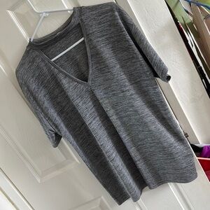 Gray V-Neck Women's Top